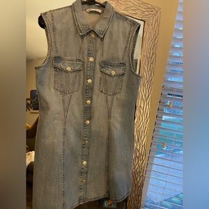 Denim snap button dress from Zara! Early summer 2023 release.